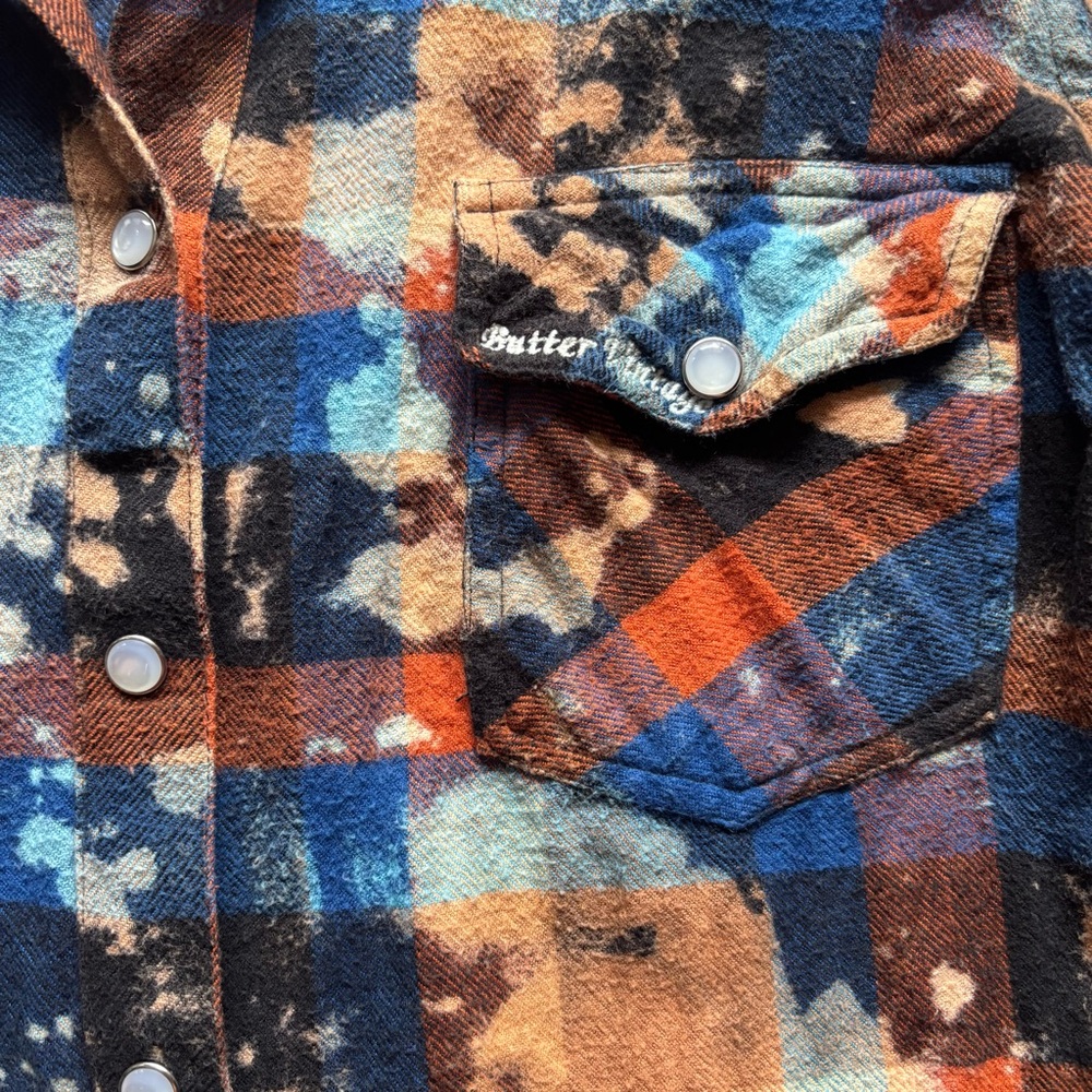 Butter Supersoft Y2K Acid Wash Plaid Snap Button Down | Size XS - Picture 9 of 11